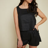 Antonia Cropped Linen Top