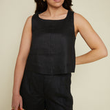 Antonia Cropped Linen Top