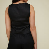 Antonia Cropped Linen Top