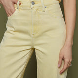 Elena High Rise Barrel Leg Jeans - Soft Buttercup