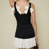 Malika Fitted Pleated Hem Mini Dress