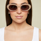 Kai Polarized Oval Sunglasses-Taupe