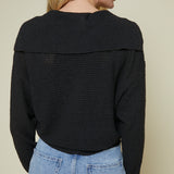 Sami Textured Rugby Knit Sweater - Black