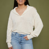 Sami Textured Rugby Knit Sweater - Cream