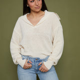 Sami Textured Rugby Knit Sweater - Cream