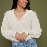 Sami Textured Rugby Knit Sweater - Cream