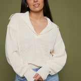 Sami Textured Rugby Knit Sweater - Cream
