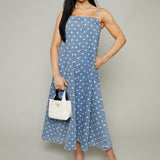 Brady Polka Dot Denim Midi Dress