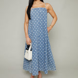 Brady Polka Dot Denim Midi Dress