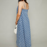 Brady Polka Dot Denim Midi Dress
