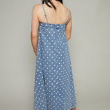 Brady Polka Dot Denim Midi Dress