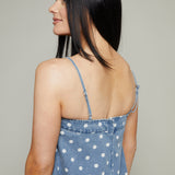 Brady Polka Dot Denim Midi Dress