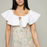 Joy Vintage Floral Ruffle Collar Maxi Dress