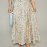 Joy Vintage Floral Ruffle Collar Maxi Dress