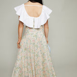 Joy Vintage Floral Ruffle Collar Maxi Dress