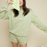Leona Lemon Embroidered Mock Neck Sweatshirt