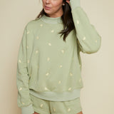 Leona Lemon Embroidered Mock Neck Sweatshirt