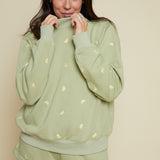 Leona Lemon Embroidered Mock Neck Sweatshirt