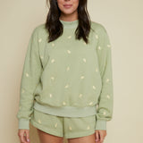 Leona Lemon Embroidered Mock Neck Sweatshirt