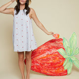 Juniper Strawberry Embroidered Linen Dress