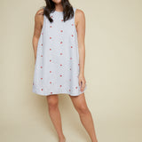 Juniper Strawberry Embroidered Linen Dress