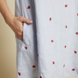 Juniper Strawberry Embroidered Linen Dress
