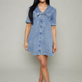 Gianni Oversized Collar Denim Mini Dress