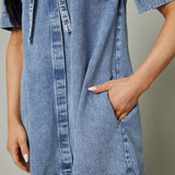 Gianni Oversized Collar Denim Mini Dress