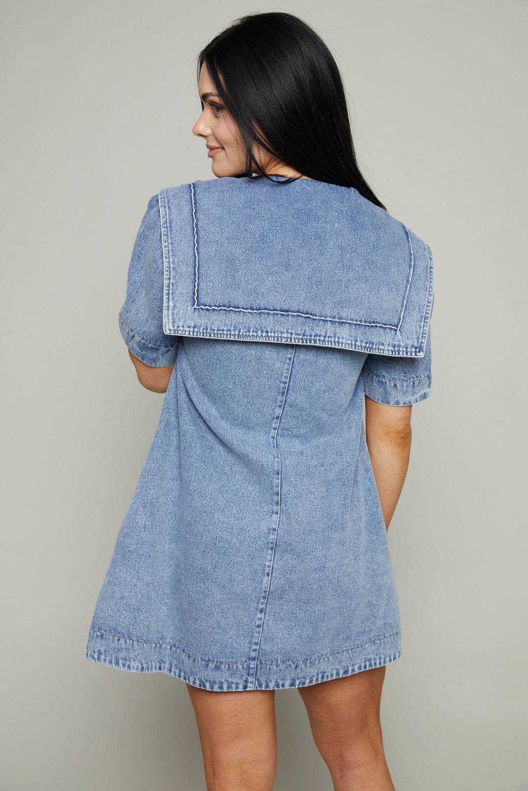 Gianni Oversized Collar Denim Mini Dress