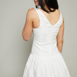 Maddison Linen Drop Waist Mini Dress - Off White