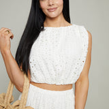Briley Eyelet Crop Top - White