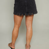 Greta Embellished Eyelet Denim Mini Skirt