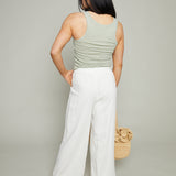Billie Wide Leg Linen Pants - White