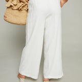 Billie Wide Leg Linen Pants - White