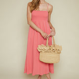 Brynn Smocked Midi Dress - Sunset Pink