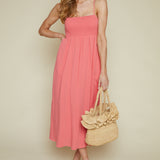 Brynn Smocked Midi Dress - Sunset Pink