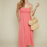 Brynn Smocked Midi Dress - Sunset Pink