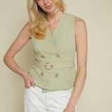 Kimmy Double Button Belted Vest