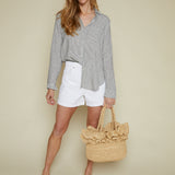 Twyla Striped Linen Button Down - Sea Salt