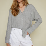 Twyla Striped Linen Button Down - Sea Salt