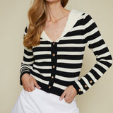 Paige Stripe Sailor Collar Cardigan