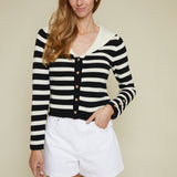 Paige Stripe Sailor Collar Cardigan