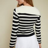 Paige Stripe Sailor Collar Cardigan