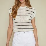 Colleen Striped Crochet Sweater Top