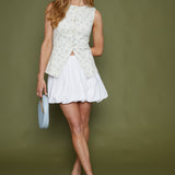 Nora Bubble Hem Mini Skirt - White