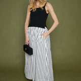 Lala Mixed Media Striped Maxi Dress