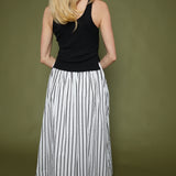 Lala Mixed Media Striped Maxi Dress