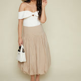 Kia Drop Waist Bubble Hem Midi Skirt