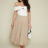 Kia Drop Waist Bubble Hem Midi Skirt