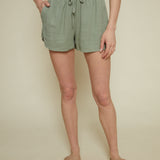Ravina Relaxed Linen Shorts - Avocado